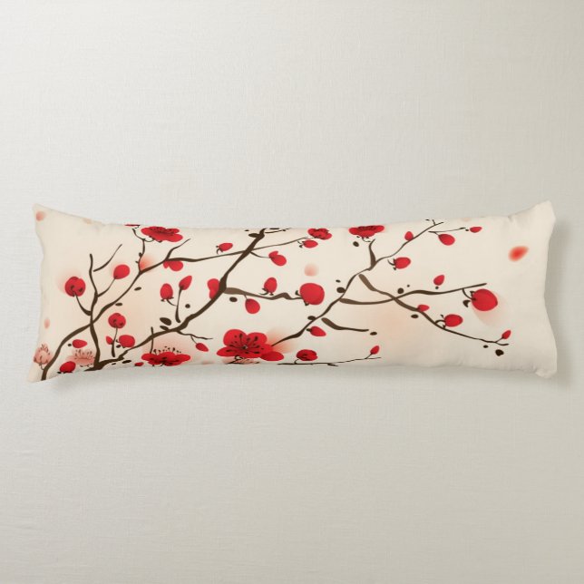 Oriental style painting, plum blossom in spring body pillow (Front)