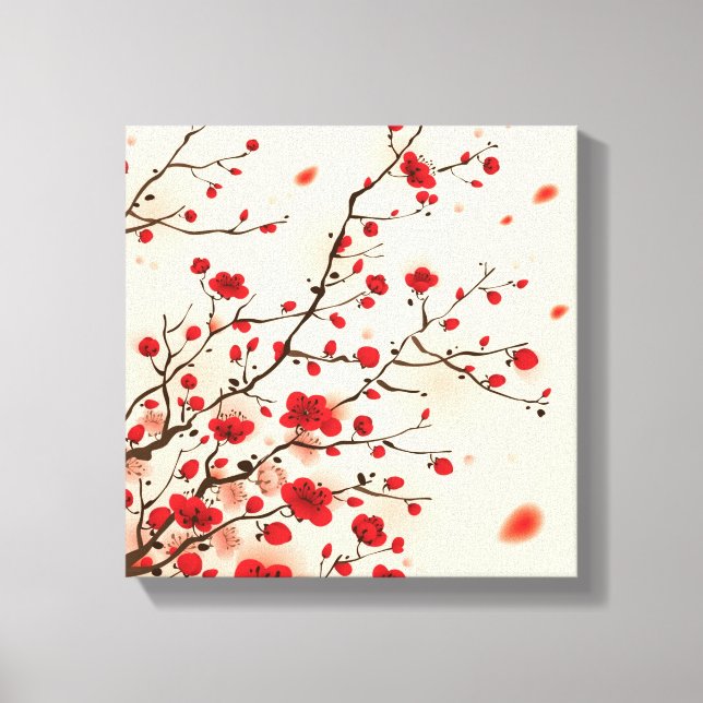 Oriental style painting, plum blossom in spring canvas print (Front)