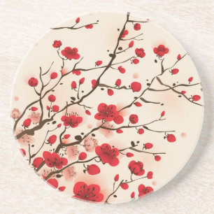Oriental style painting, plum blossom in spring coaster
