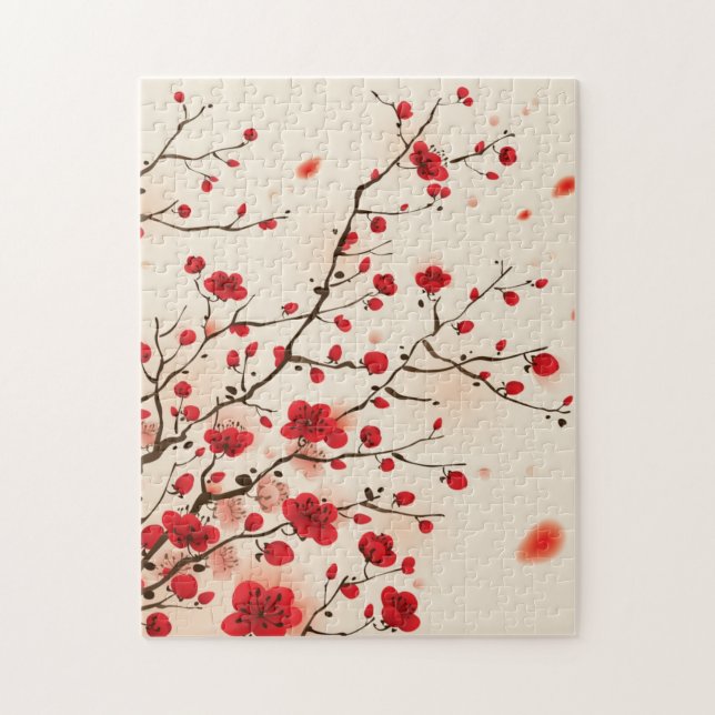 Oriental style painting, plum blossom in spring jigsaw puzzle (Vertical)