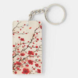 Oriental style painting, plum blossom in spring keychain