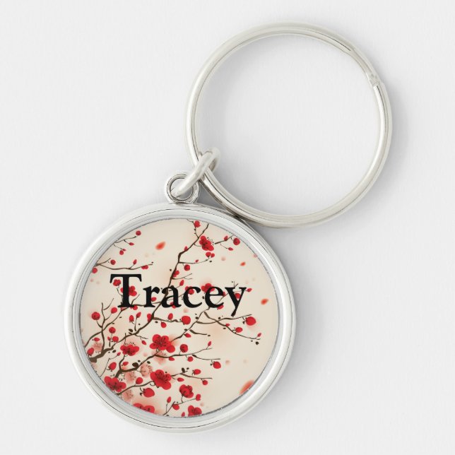 Oriental style painting, plum blossom in spring keychain (Front)