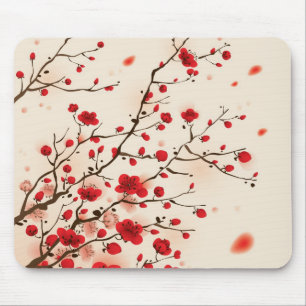Oriental style painting, plum blossom in spring mouse pad