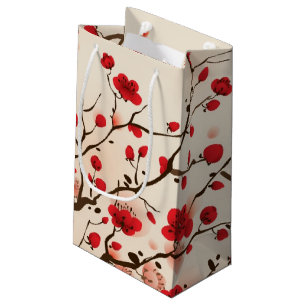 Oriental style painting, plum blossom in spring small gift bag