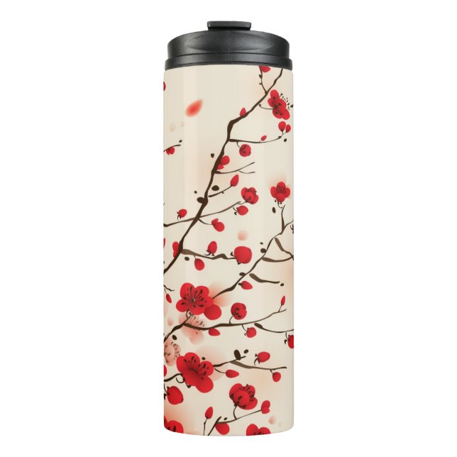 Oriental style painting, plum blossom in spring thermal tumbler (Front)