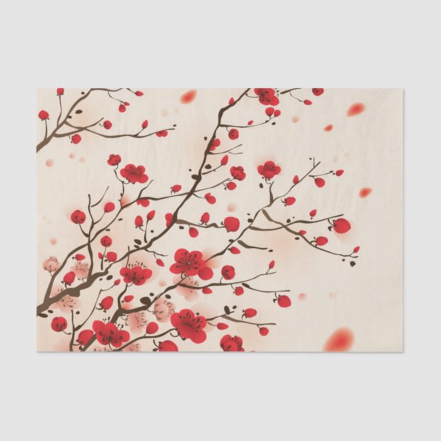 Oriental style painting, plum blossom in spring tissue paper (Front)