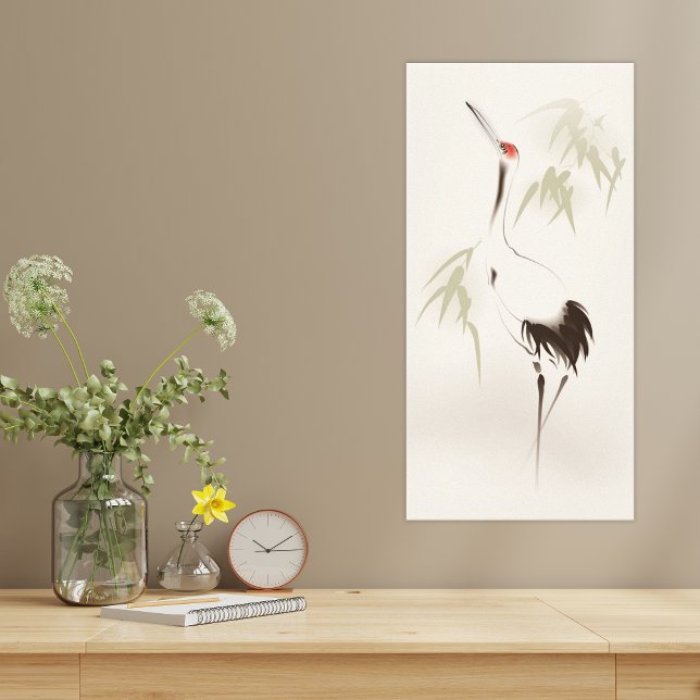 Oriental style painting, Red-crowned Crane Canvas Print (Creator Uploaded)