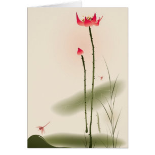 Oriental style painting, tall Lotus