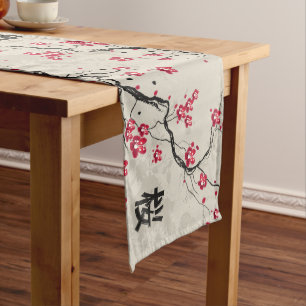 Oriental Style Sakura Cherry Blossom Art Long Table Runner