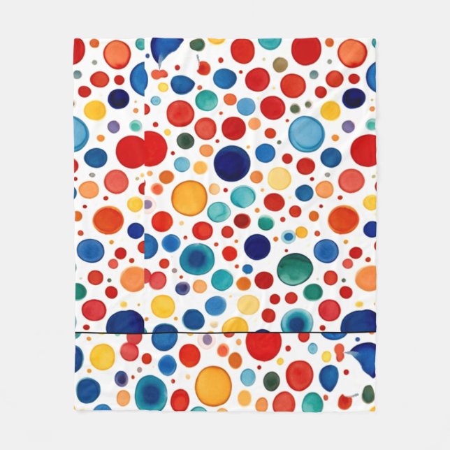 oriental style water colour polka dots art fleece blanket (Front)