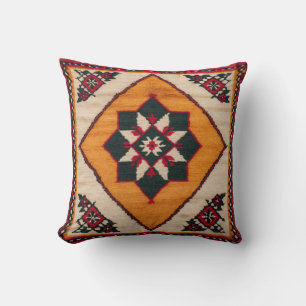Oriental Sunburst: Vintage Yellow Kilim Pillow