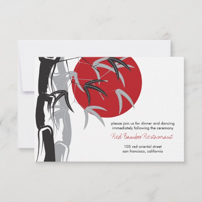 Oriental Sunrise Zen Bamboo Garden Asian Wedding Invitation (Front)