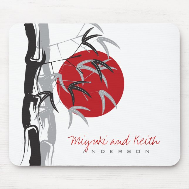 Oriental Sunrise Zen Bamboo Garden Asian Wedding Mouse Pad (Front)