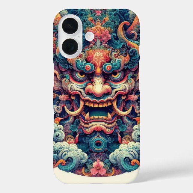 Oriental symetrical abstract Oni demon face tattoo Case-Mate iPhone Case (Back)