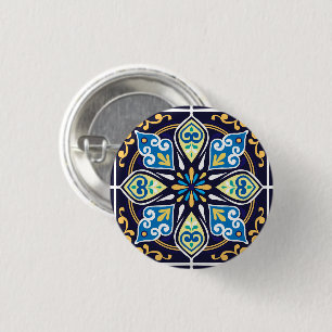 Oriental tiles, Azulejos 1 Inch Round Button