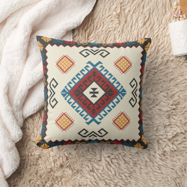 Oriental Traditional Turkish Kilim Patterns Throw Pillow (Blanket)
