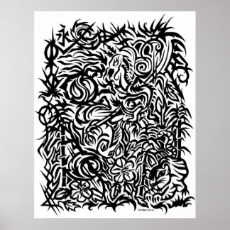 Oriental Tribal Tattoo Design Poster