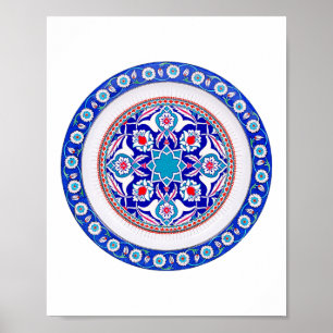 Oriental Turkish Art in Blue Poster