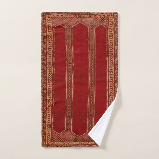 Oriental Turkish Persian Carpet Red Bath Towel Set (Hand Towel)