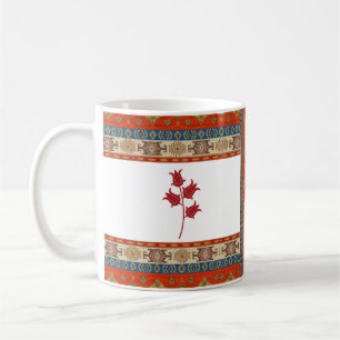 Oriental Turkish Red And Brown Mug with Tulips