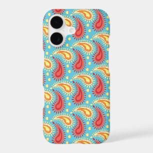 Oriental Turquoise Orange Persian Paisley Pattern