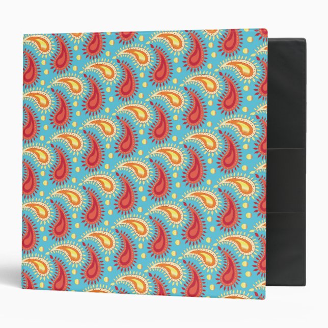 Oriental Turquoise Orange Persian Paisley Pattern Binder (Front/Inside)