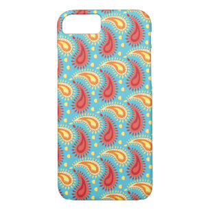 Oriental Turquoise Orange Persian Paisley Pattern iPhone 8/7 Case