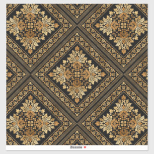 Oriental Vintage Damask pattern - Black and gold