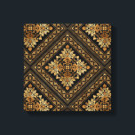 Oriental Vintage Damask pattern - Black and gold Canvas Print<br><div class="desc">Oriental Vintage Damask pattern - Black and gold</div>