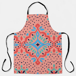 Oriental Vintage damask pattern. Talavera pottery. Apron