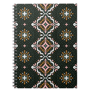 Oriental Vintage damask pattern. Talavera pottery. Notebook