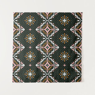Oriental Vintage damask pattern. Talavera pottery. Tapestry