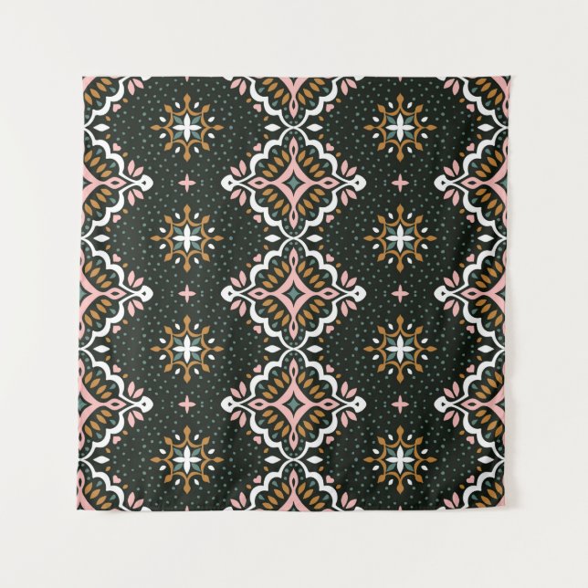Oriental Vintage damask pattern. Talavera pottery. Tapestry (Front)