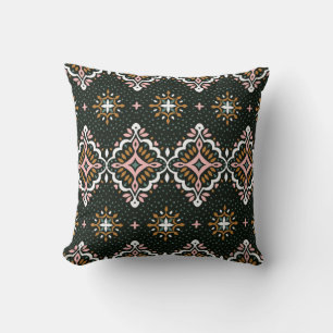 Oriental vintage damask pattern. Talavera pottery. Throw Pillow