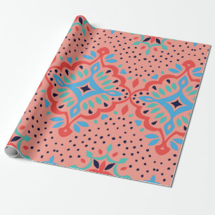 Oriental Vintage damask pattern. Talavera pottery. Wrapping Paper
