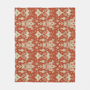 Oriental Vintage Ikat geometric damask pattern Fleece Blanket