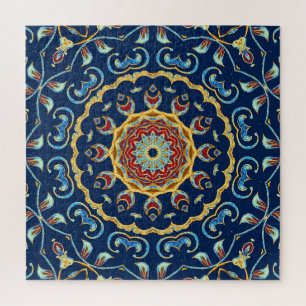 Oriental Watercolor Floral Mandala Carpet Jigsaw Puzzle