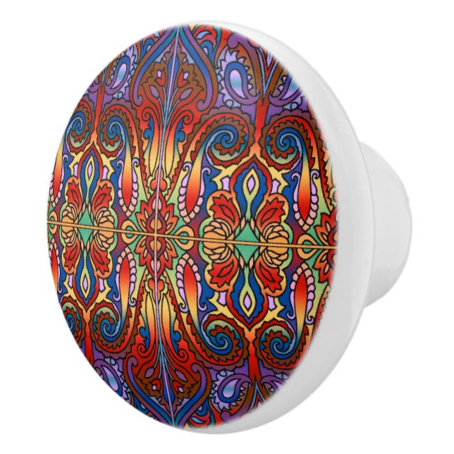 Oriental Watercolor Pattern I + your ideas Ceramic Knob (Right)