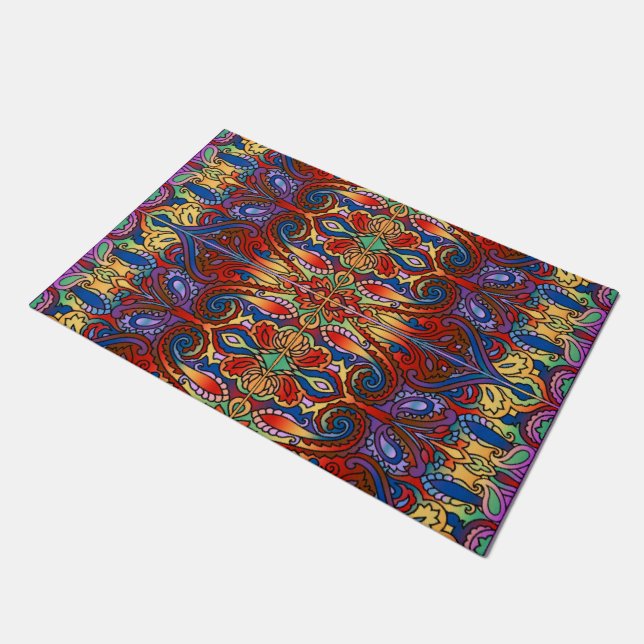 Oriental Watercolor Pattern I + your ideas Doormat (Angled)