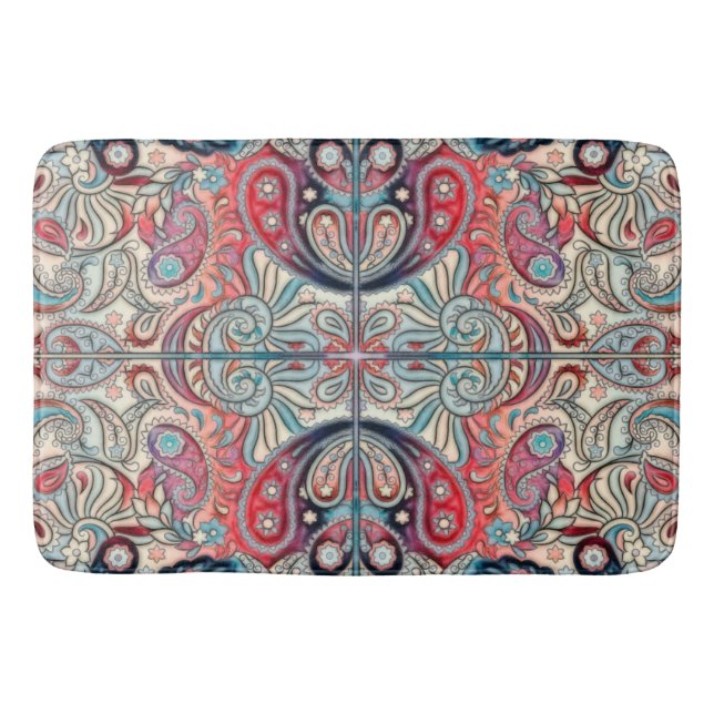 Oriental Watercolor Pattern II + your ideas Bath Mat (Front)