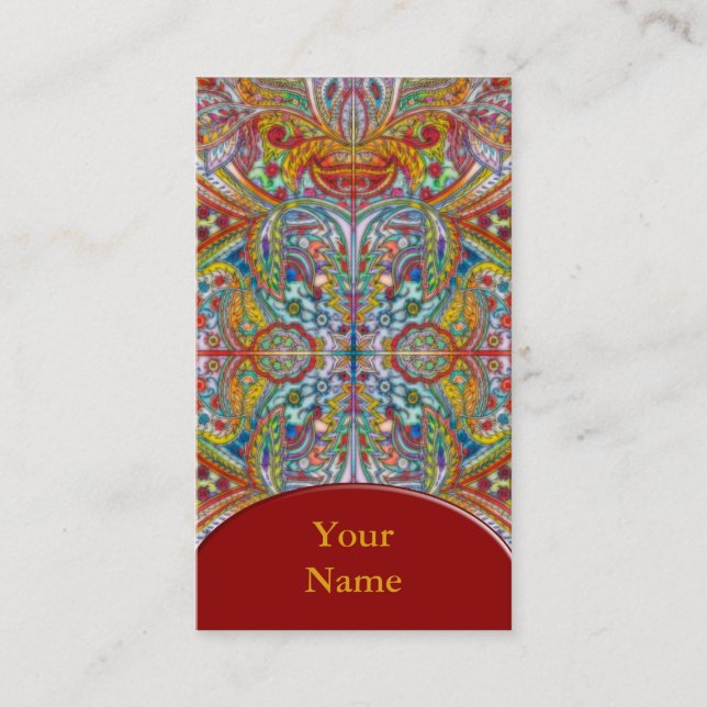 Oriental Watercolor Pattern IV + your text Business Card (Front)