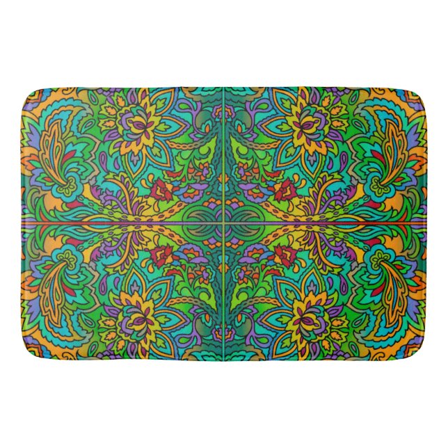 Oriental Watercolor Pattern V + your ideas Bath Mat (Front)