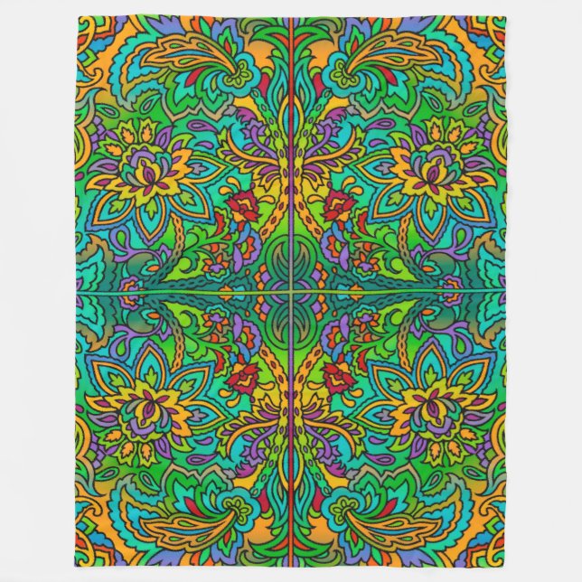Oriental Watercolor Pattern V + your ideas Fleece Blanket (Front)