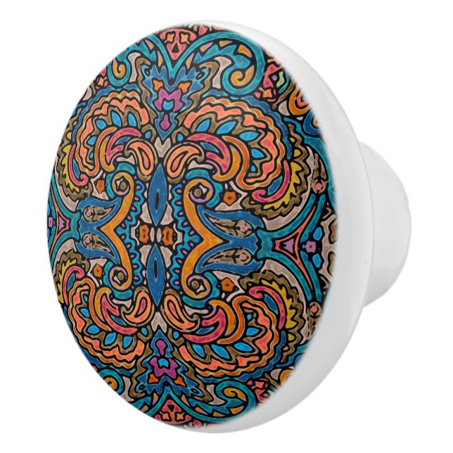 Oriental Watercolor Pattern VI + your ideas Ceramic Knob (Right)