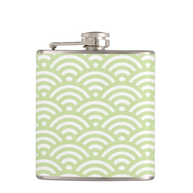 Oriental wave background hip flask (Front)