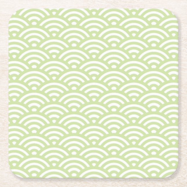 Oriental wave background square paper coaster (Front)