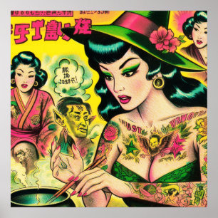 Oriental Witch Retro Comics Poster