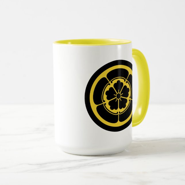 Oriental Yellow Black Oda Japan Mon Oriental Art Mug (Front Right)