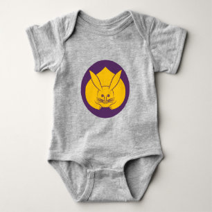 Oriental Yellow Purple Japan Rabbit Mon Kamon Art Baby Bodysuit