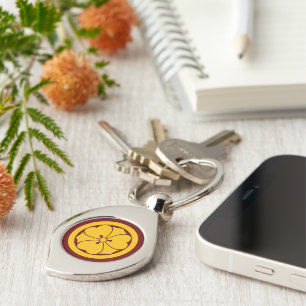 Oriental Yellow Red Sakai Japan Mon Kamon Art Keychain